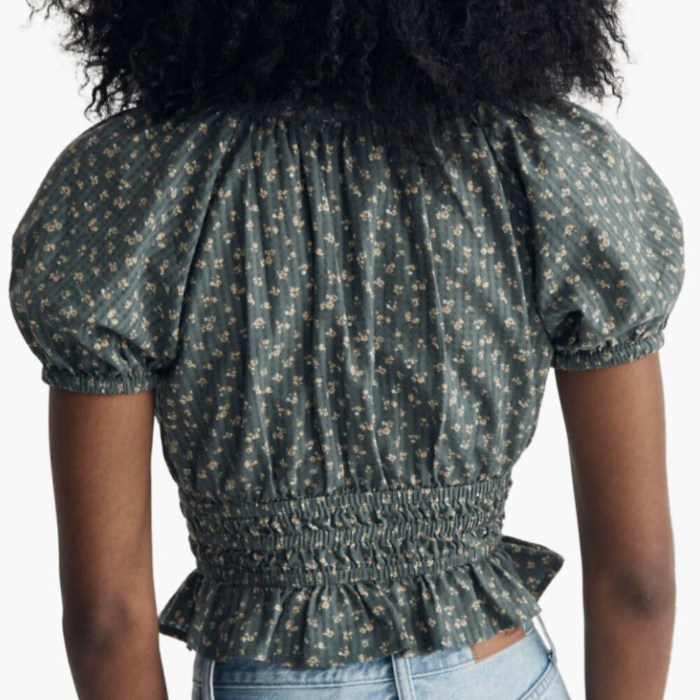 Madewell Manon Cotton Voile Top in Architect Green | Size Large - Picture 3 of 10